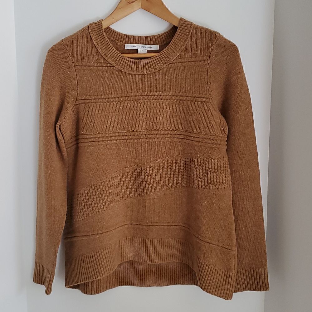Diane Von Furstenberg Women's Wool Cashmere Blend Textured Knit Sweater Size S